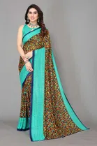 Casual Georgette Women Printed Saree With Unstitched Blouse 