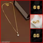 Alloy Pendant with Chain & 3 Pair Earrings for Women 