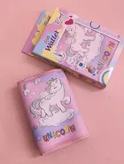 Premium Quality Canvas Unicorn  Wallet for Kids Pink Canvas Tri-Fold Wallet 
