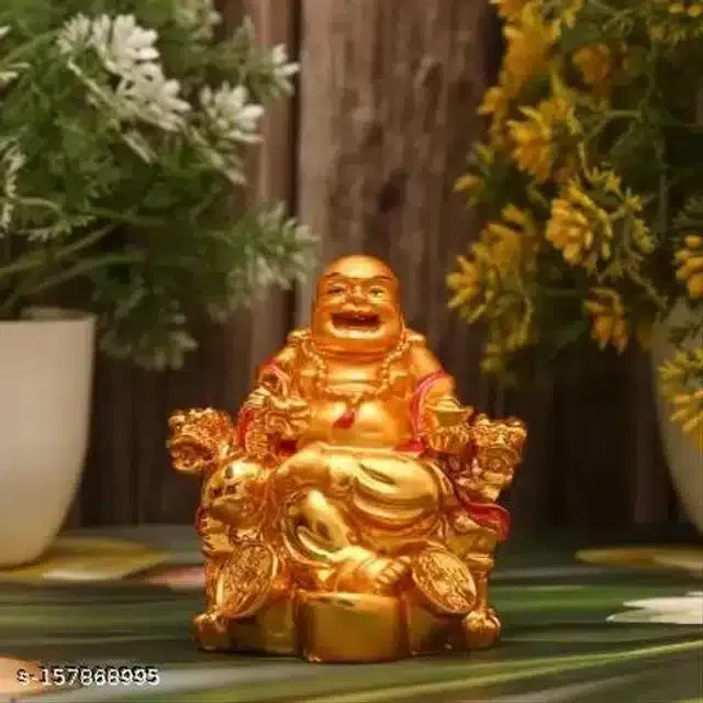 Laughing Buddha Showpieces (Gold)