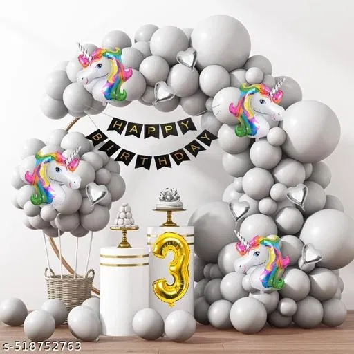 62 Pcs 3rd Birthday Decoration kit, Multicolour, Set of 1