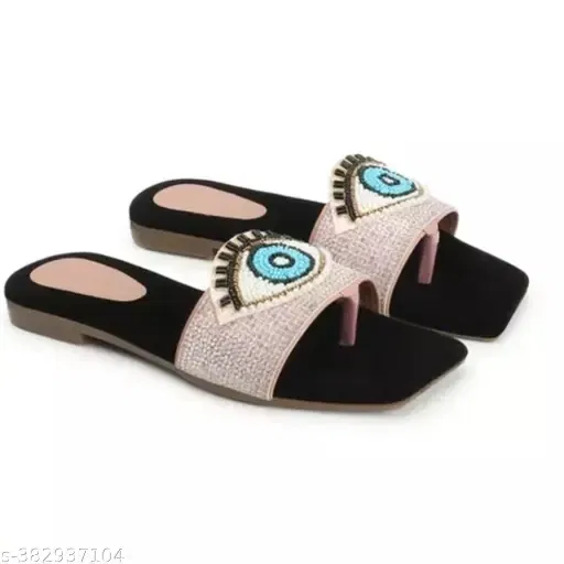 Acknew Flats for Women (Silver & Black, 4) ACK10012