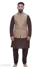 Dupion Silk Solid Kurta with Pyjama & Jacket for Men 