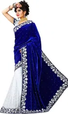 Velvet Embroidered Saree for Women 