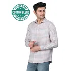 Cotton Blend Full Sleeves Chequered Shirt for Men 
