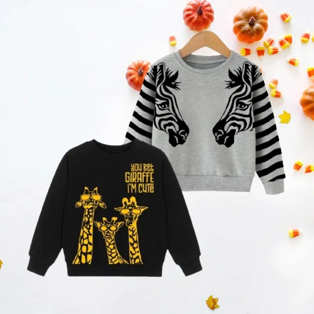 Cotton Full Sleeves Printed Sweatshirt for Kids (Grey & Black, 2-3 Years) (Pack of 2)