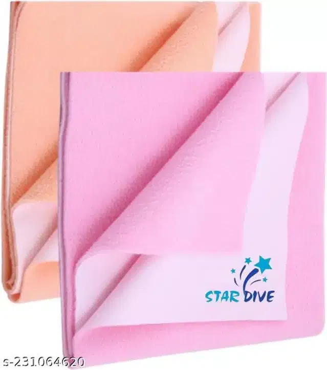 Cotton Mattress Protection Sheet (Orange & Baby Pink, 28x20 inches) (Pack of 2)