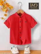 Solid Cotton Blend Mandarin Neck T-Shirt for Boys 