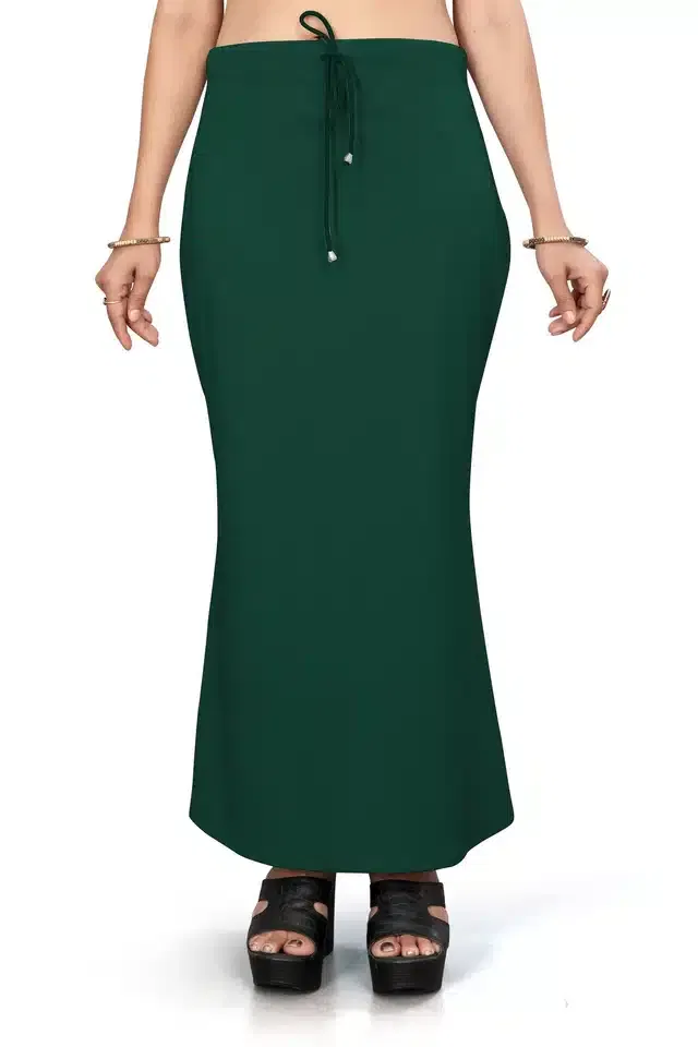 Lycra Solid Saree Petticoat for Women (Dark Green, L)