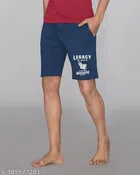 Cotton Blend Shorts for Men (Navy Blue, M)