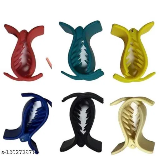 Plastic Hair Clutcher for Women & Girls (Multicolor, Pack of 6)