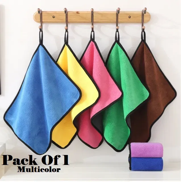 Microfiber Thick Lint & Streak-Free Multipurpose Cleaning Clothes (Multicolor, Pack of 1)
