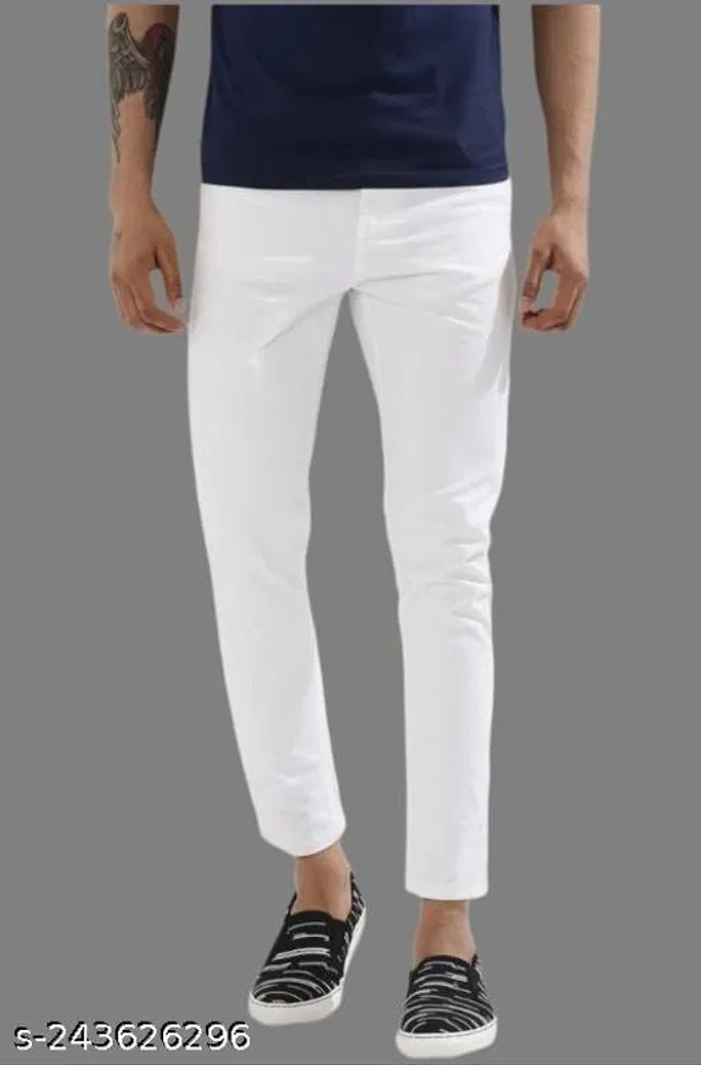 Denim Slim Fit Jeans for Men (White, 32)