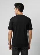 Polyester Round Neck T-shirt for Men, Black 