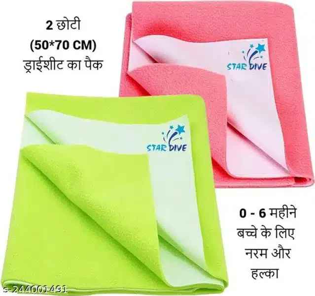 Cotton Mattress Protection Sheet (Pink & Green, 28x20 inches) (Pack of 2)
