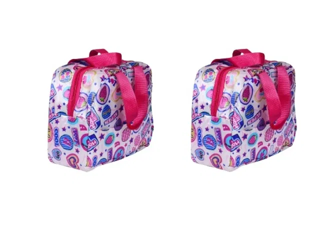 Canvas Lunch Box Bags (Pink, Pack of 2)