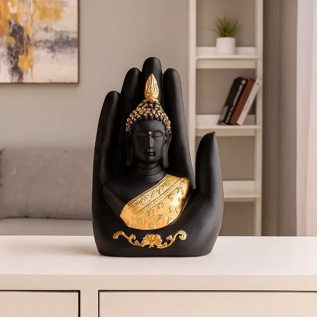 Palm Budha Polyresin Idols 11L X7Wx17 Cm