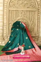 Litchi Silk Zari Woven Saree for Women, Green 