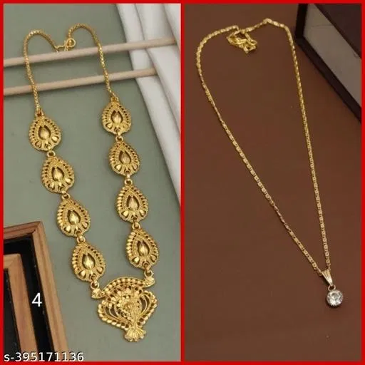 Alloy Necklace with Pendant & Chain for Women (Multicolor, Set of 2)