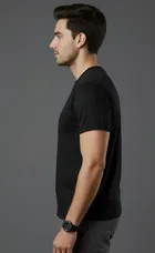 Cottont Blend  Printed T-shirt For Men, Black 