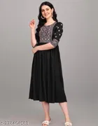 Rayon Slub Embroidered Kurti for Women 