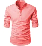 Trendy Cotton Full Sleeves Short Kurta For Men 