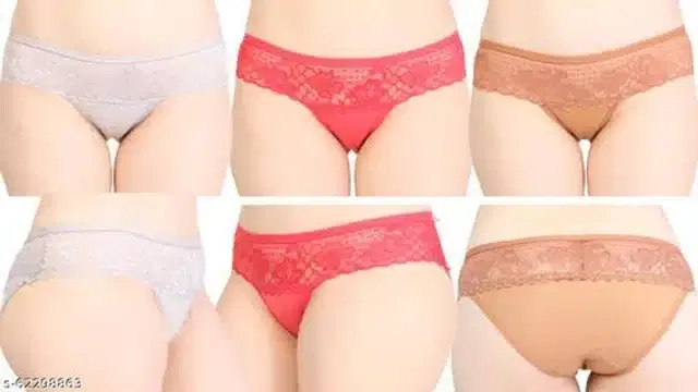 Net Panty for Women (Multicolor, L) (Pack of 3)