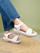 Shoetopia White Solid Platform Sandals 