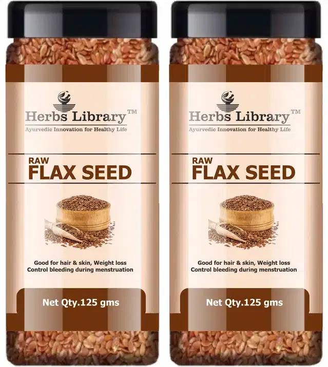 Herbs Library Unroasted Flaxseed for Weight Loss and Hair Growth (Pack of 2, 125 g)
