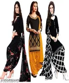 Crepe Printed Unstitched Suits for Women, Pack of 3 