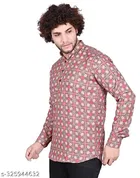 Cotton Blend Printed Short Kurta for Men, Multicolor 