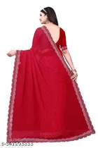 Georgette Saree for Women, Red 