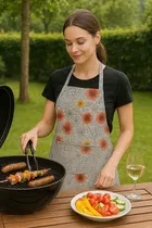 Krishna E Geometry Flower Printed Apron 68x58cms 