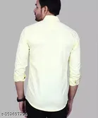 Cotton Solid Shirt for Men, Yellow 