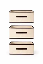 Craft Bazar Multipurpose Foldable Fabric Storage Box with Front Handle for Clothes, Wardrobe Books and Home Organization Pack of 3