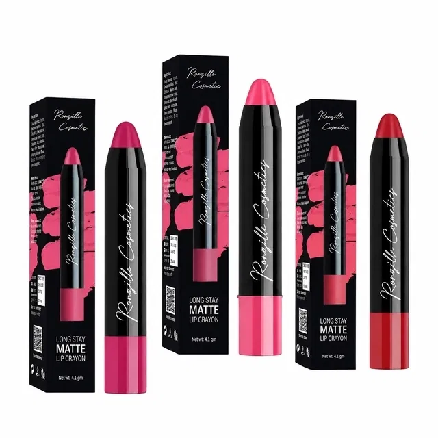 Ronzille Lip Crayon Lipstick, Multicolor [Pack of 3]