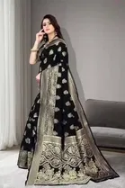 Jacquard Foil Printed Saree for Women 