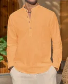 Full Sleeves Solid Short Kurta for Men 