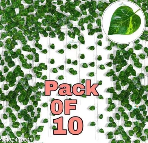 Plastic Artificial Plant Vine for Home Decor for Women (Green, Pack of 10)