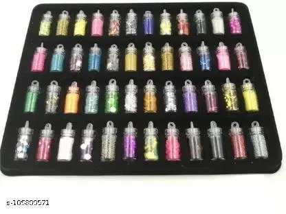 48 Pcs Glass Bottles 3D Nail Art Set, Multicolor, Set of 1