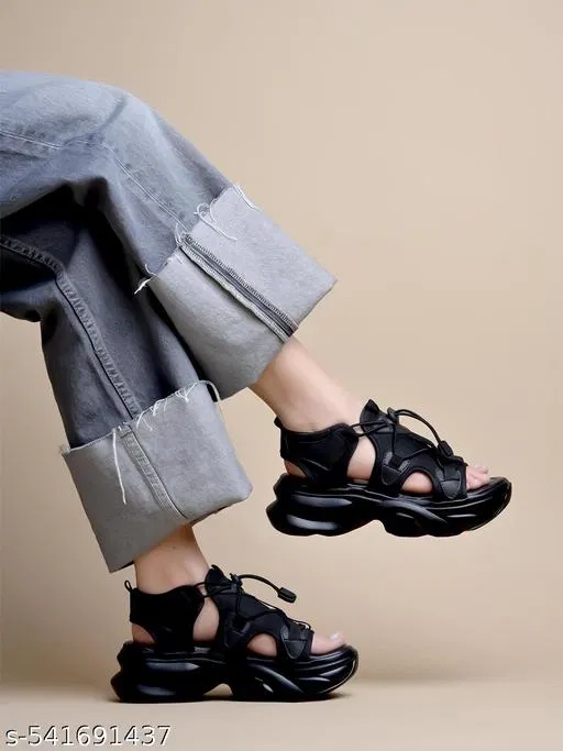 Shoetopia Women's Floaters - Black (IND-4)