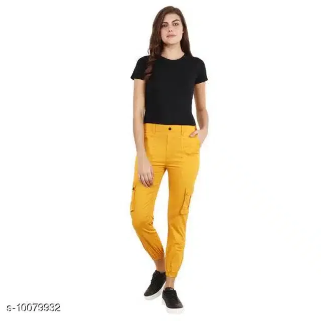 Half Sleeves Top & Bottom Set for Women (Black & Mustard, XL)