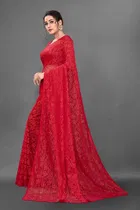 Net Solid Saree for Women 