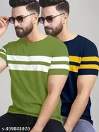 Cotton Blend T-shirt for Men, Multicolour, Pack of 2 