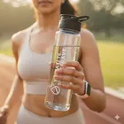 Time Marker Motivational Sipper Water Bottle With Stickers 1000ml Plastic