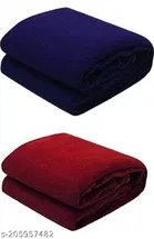 Fleece Single Bed Blanket (Navy Blue & Maroon, 60x90 inches) (Pack of 2)