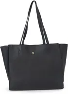 Artificial Leather Solid Handbag for Women (Black)