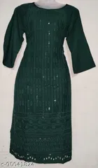 Cotton Blend Embellished Kurti for Women 