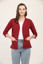 Cotton Solid Shrug for Women (Maroon, S )