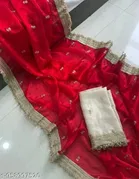 Satin Saree for Women with Embroidery 